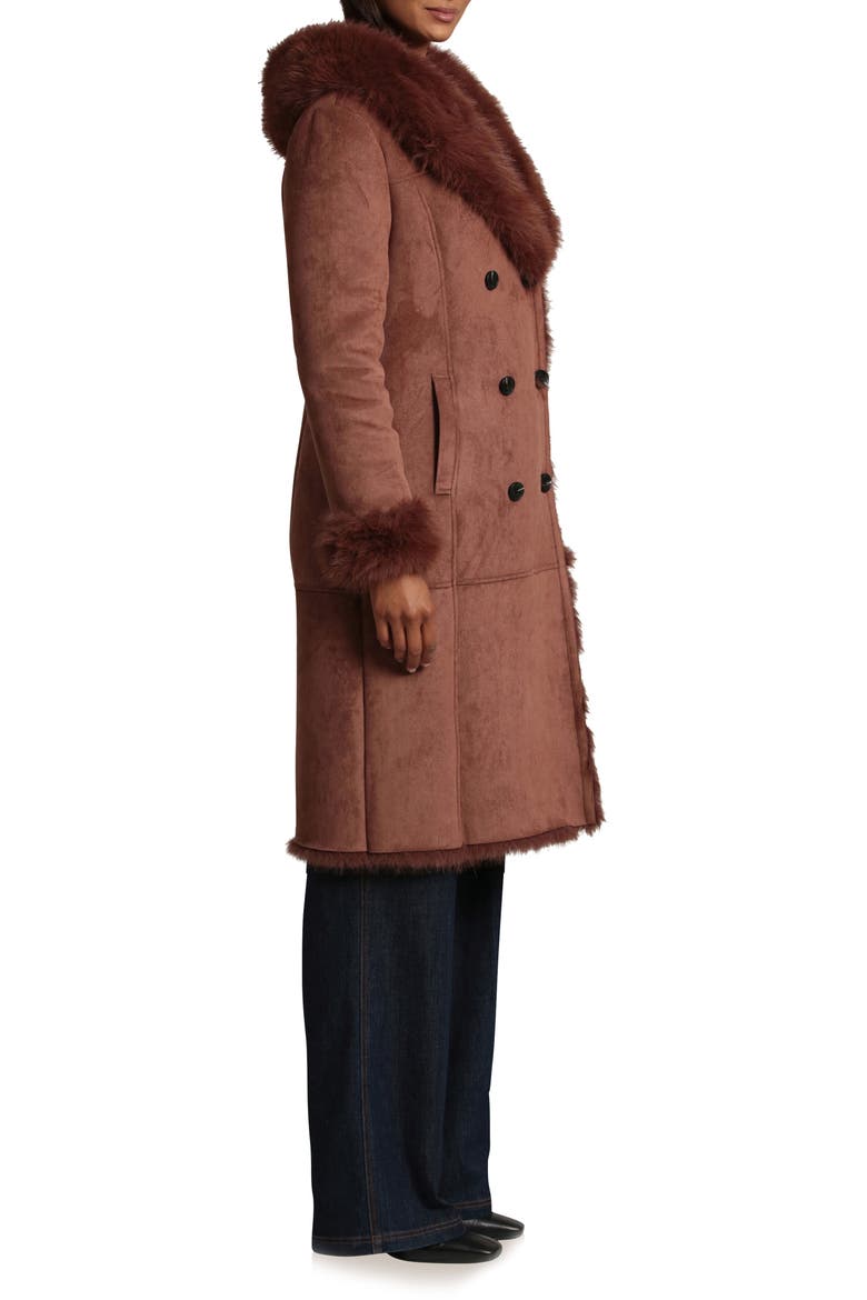 Hooded Duster Coat with Faux Fur Trim, Alternate, color, SIENNA