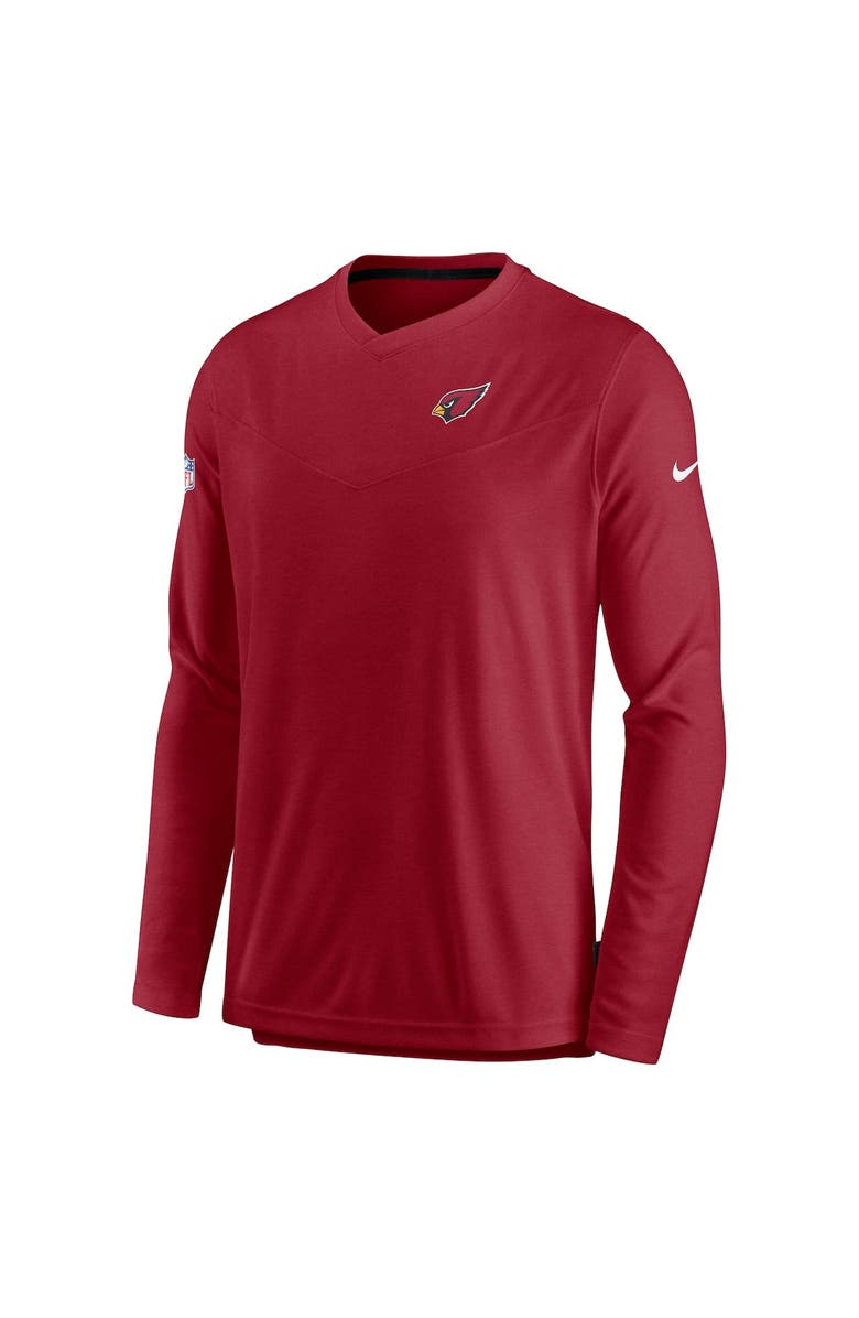 Nike Men's Nike Cardinal Arizona Cardinals Sideline Coach Chevron Lock Up Long Sleeve V-Neck Performance T-Shirt, Alternate, color, Cardinal