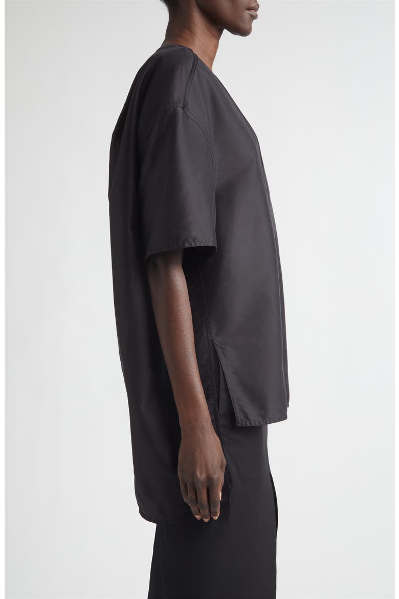 Island Oversize Cotton & Silk Sateen Top, Alternate, color, BLACK