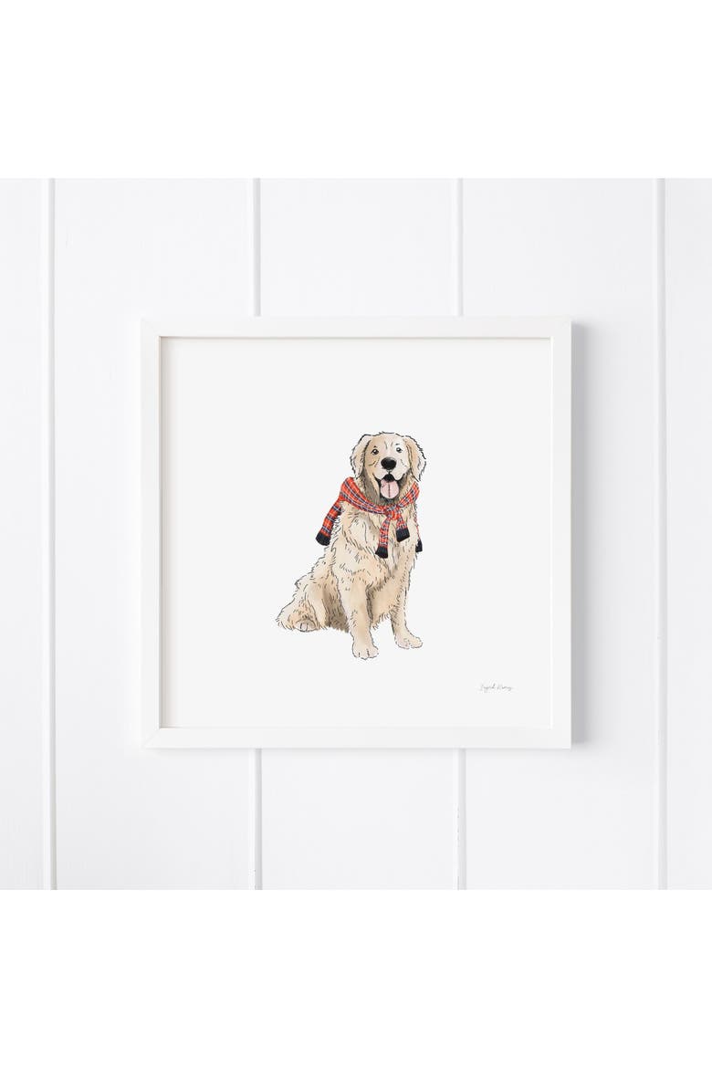 Preppy Golden Retriever Framed Museum Quality 12" x 12" Art Print, Main, color, Multicolored