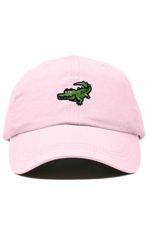 Dalix Alligator Embroidered Wildlife Cap In Washed Pink