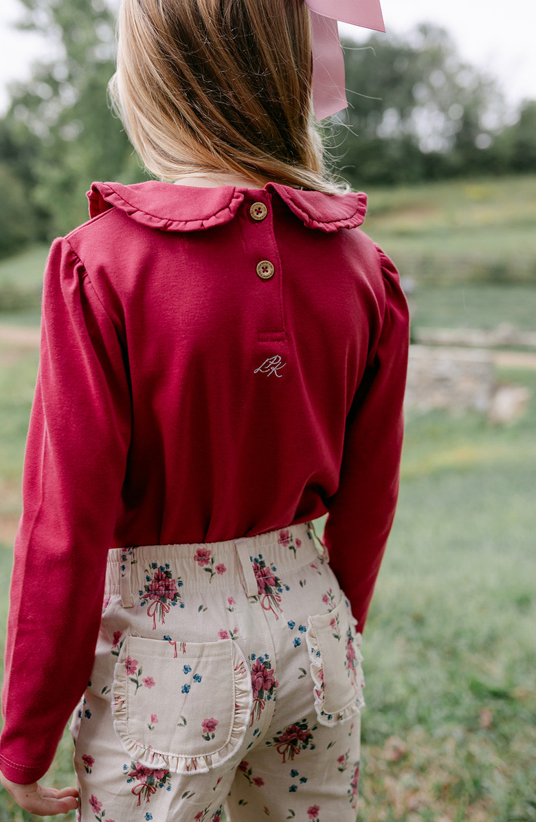 Little Paper Kids Laurel Long Sleeve Knit Tee, Alternate, color, Raspberry