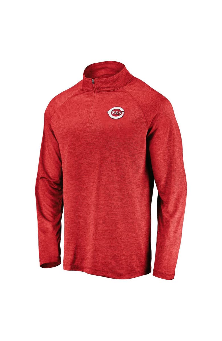 FANATICS Men's Red Cincinnati Reds Iconic Striated Primary Logo Raglan Quarter-Zip Pullover Jacket, Alternate, color,