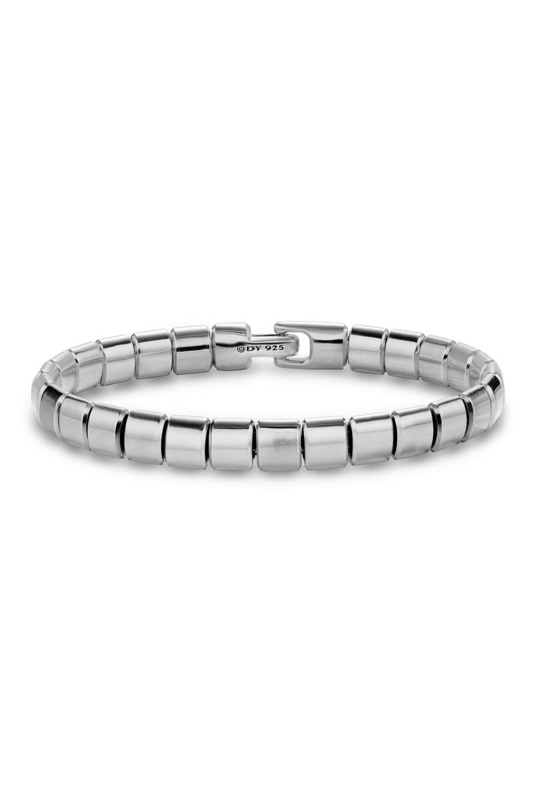 Men's Spiritual Beads Flat Bead Bracelet in Sterling Silver, 8mm, Main, color, SILVER