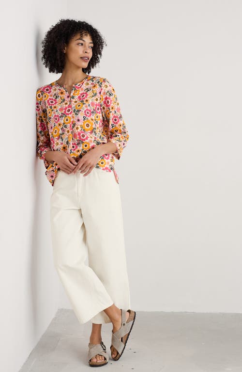 Seasalt Cornwall Watercolour Sketch Floral Print Woven Shirt In Pink