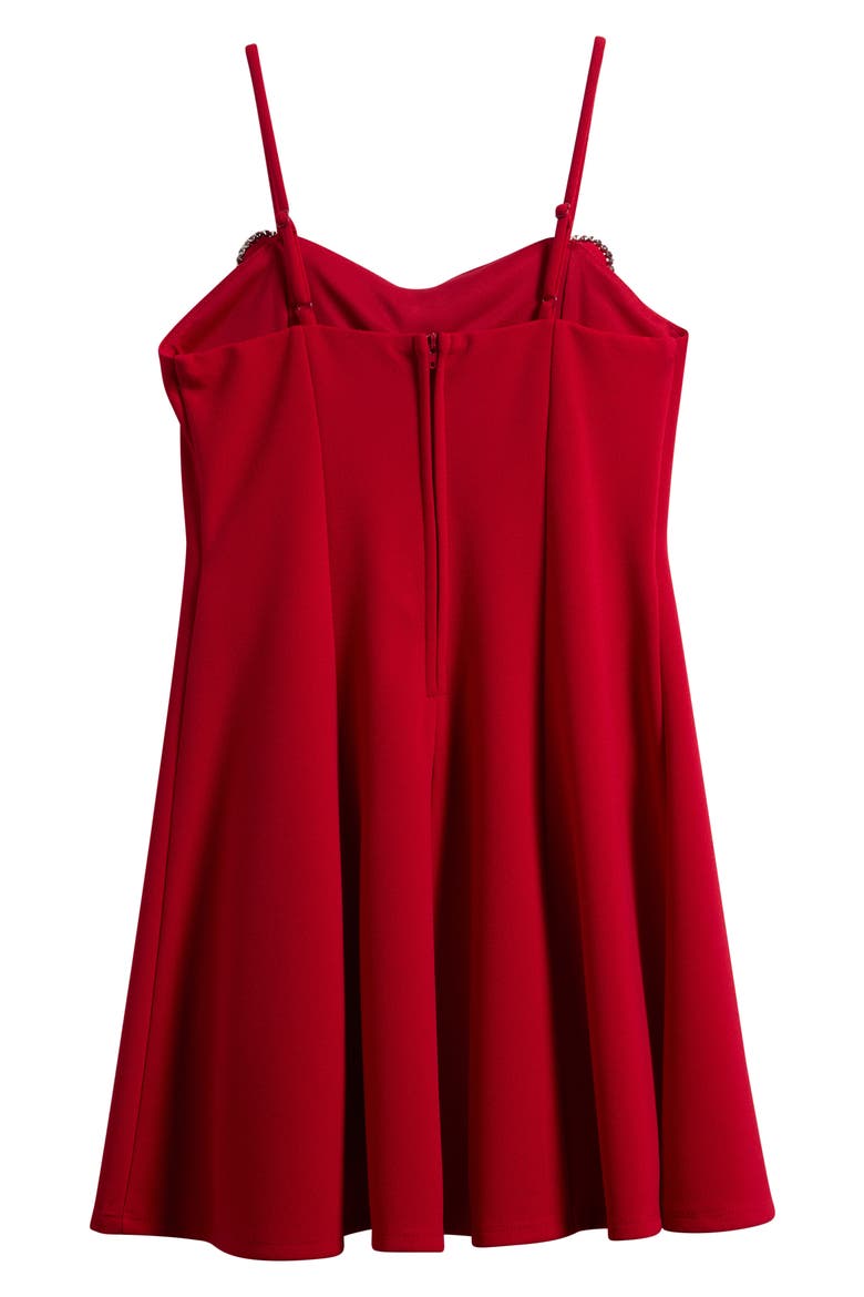 Rhinestone Bow Front Party Dress, Alternate, color, RED