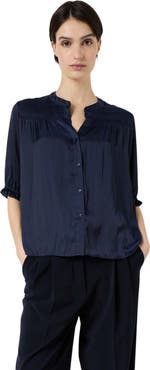 GERARD DAREL Catrine Satin Shirt With Mandarin Collar
