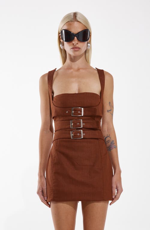 By.dyln Cindy Harness Strap Minidress In Rust
