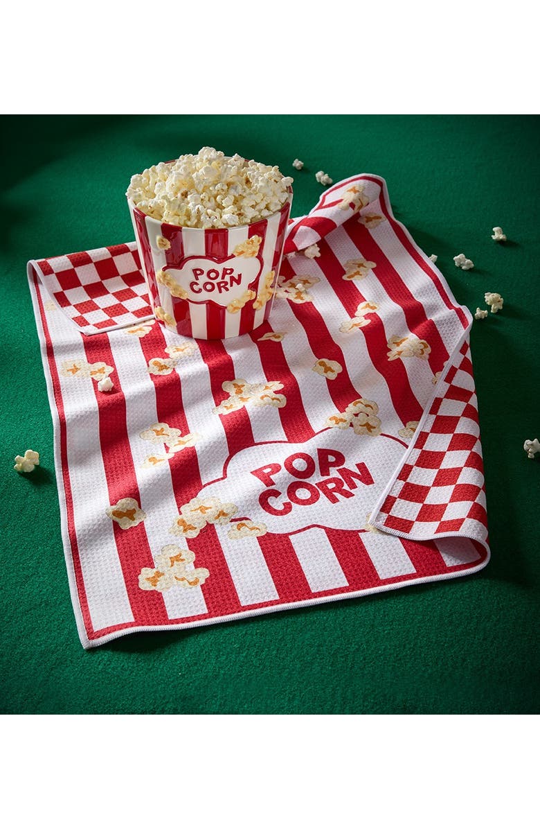 tag Super Absorbent Kitchen Towel Popcorn Super Absorbent Dishtowel Red Multi 18 x 30 in Everyday, Alternate, color, Red