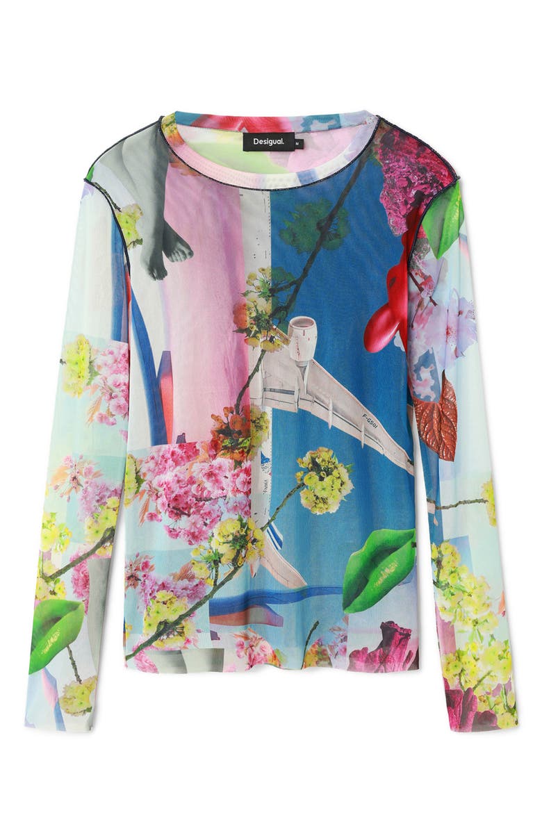 Desigual Airplane Lacroix Mesh Top, Alternate, color,