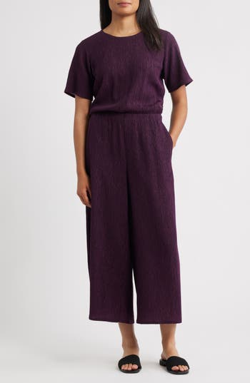 Eileen Fisher Crinkle Wide Leg Jumpsuit in Blackberry at Nordstrom Rack, Size X-Small
