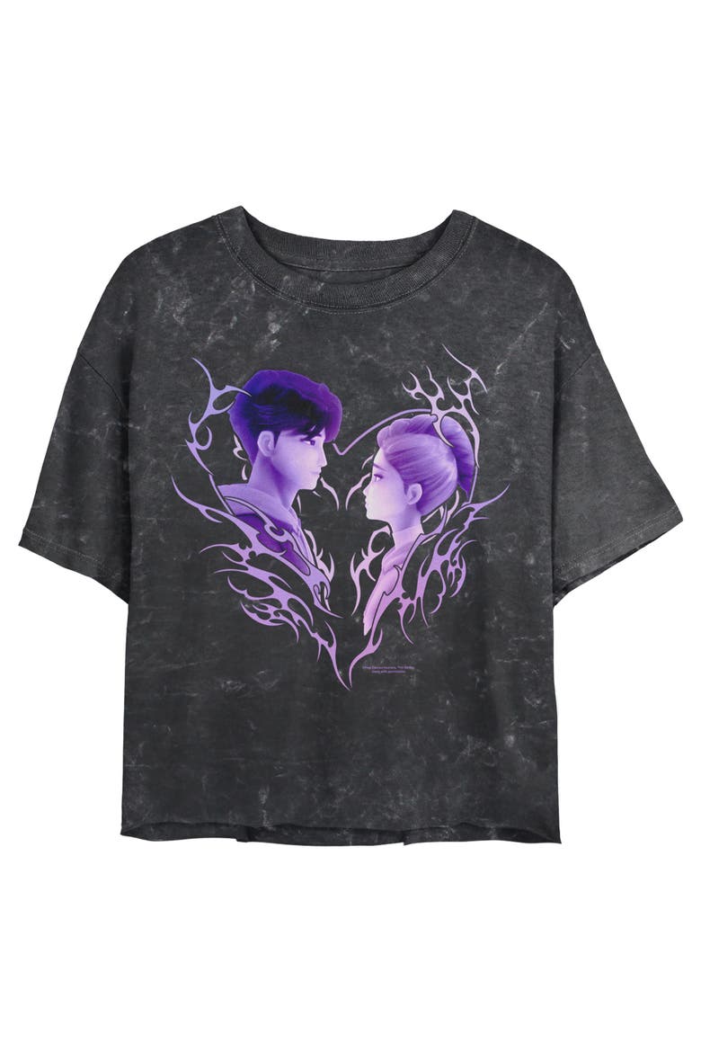 Junior's KPop Demon Hunters Jinu and Rumi Heart Strings  Graphic T-Shirt, Main, color, Black