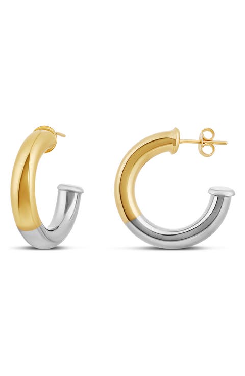 Two Tone Twisted Hoop Earrings