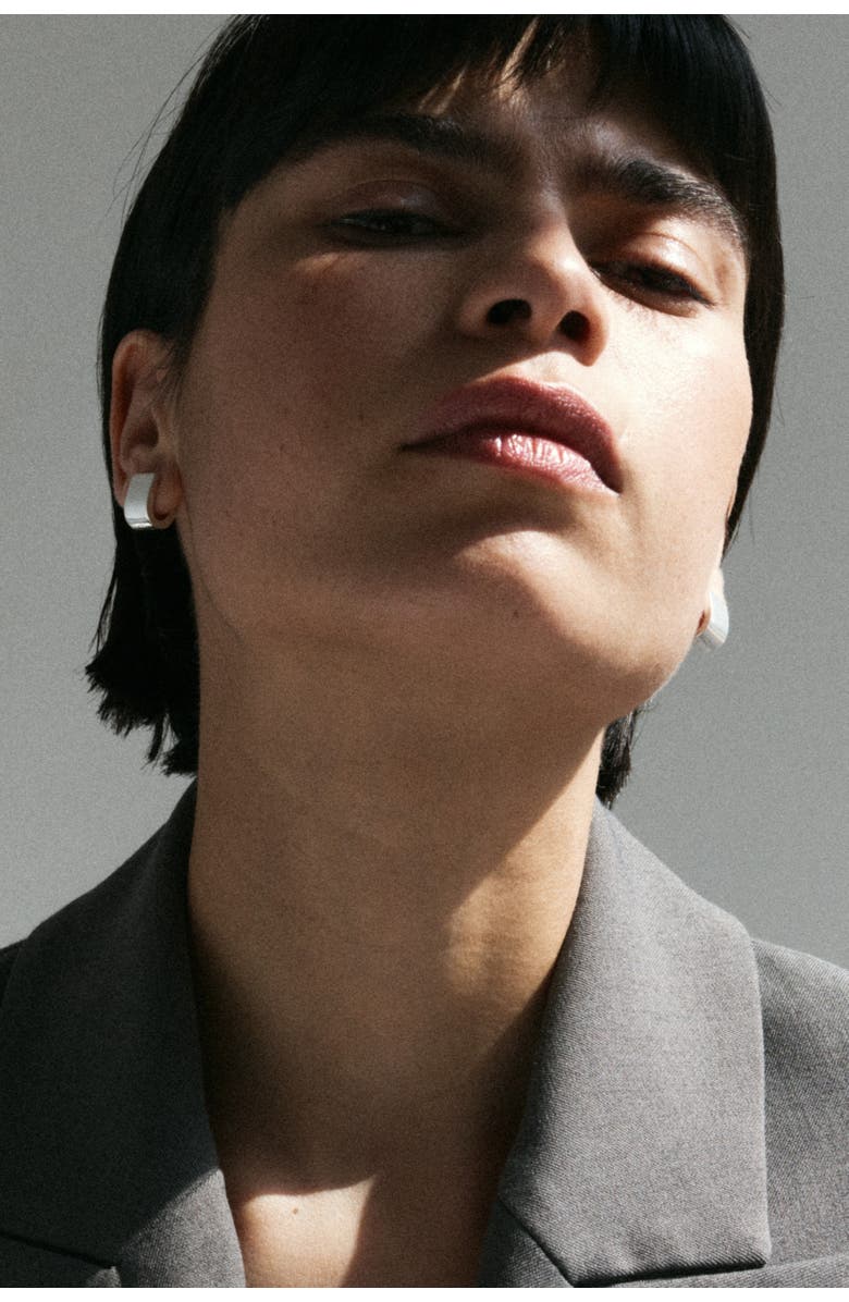 Otiumberg Sterling Silver Chunky Square Huggies, Alternate, color, Silver