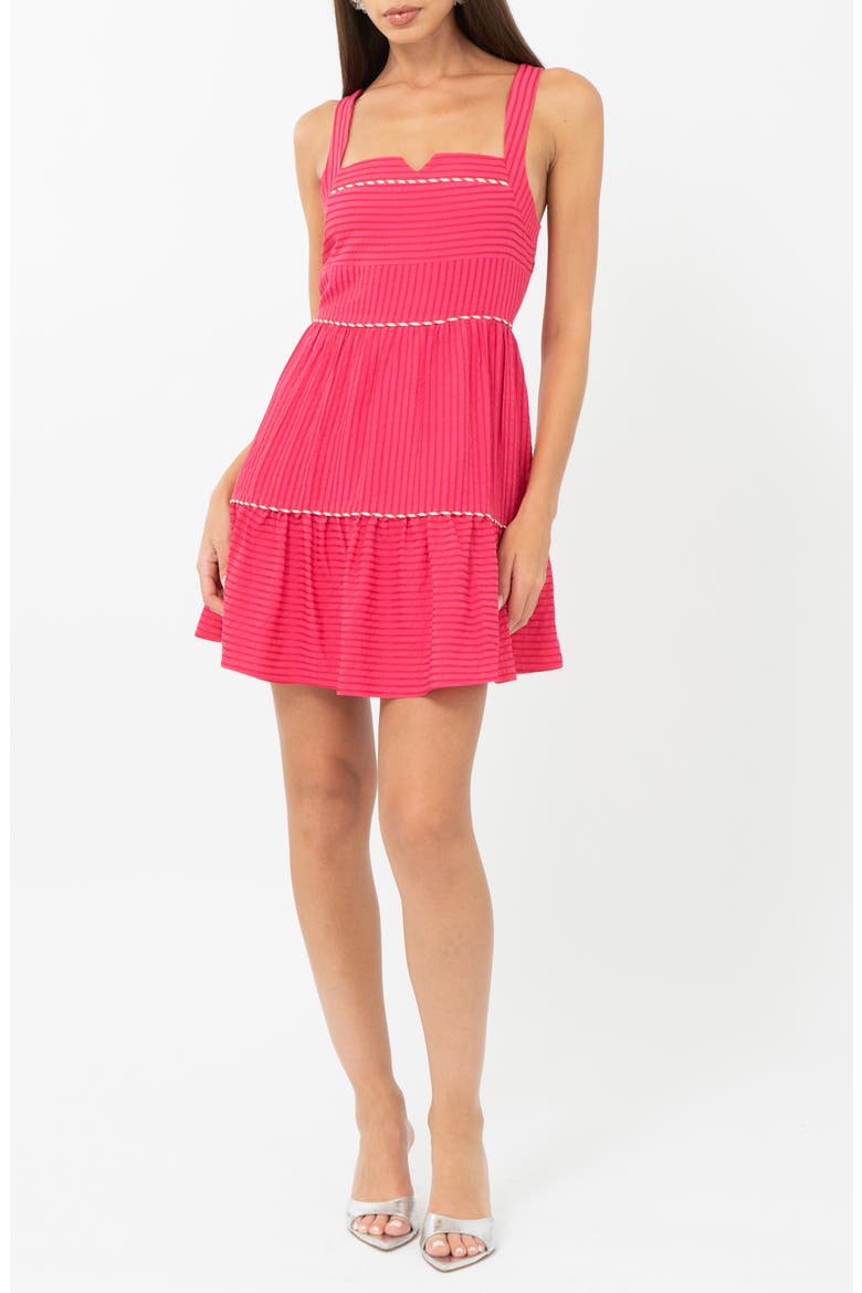Stripe A-Line Minidress, Main, color, RASPBERRY