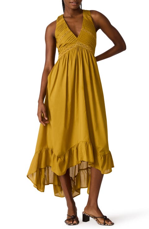 Miah Lace Trim Sleeveless High-Low Maxi Dress