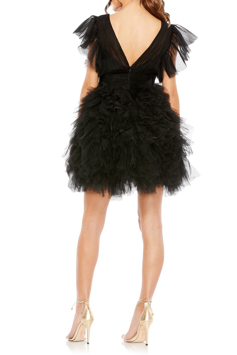 Flutter Sleeve Tiered Gauze Dress, Alternate, color, BLACK