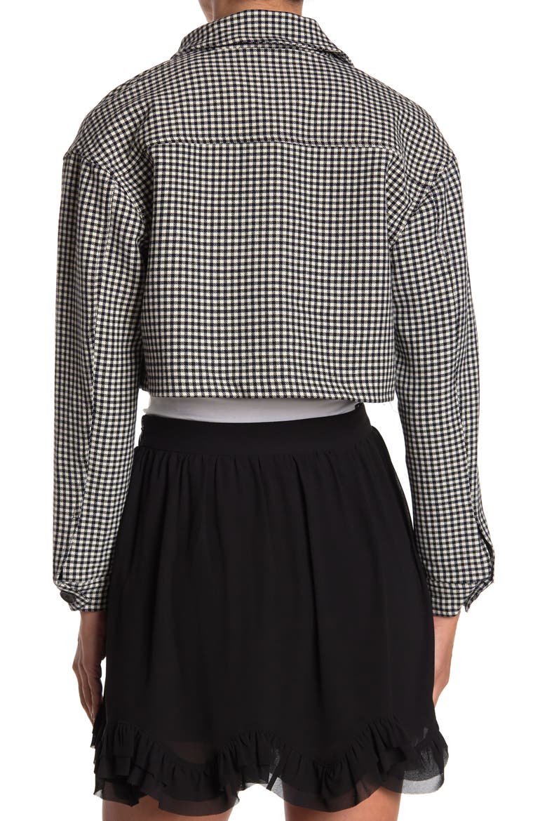 philosophy Long Sleeve Fulled Lined Cropped Button Jacket, Alternate, color, BLK/IVORY