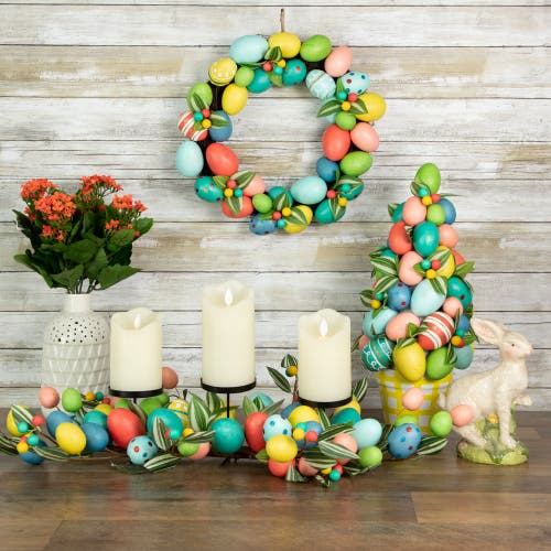 Northlight Decorated Easter Egg Twig Wreath In Pink
