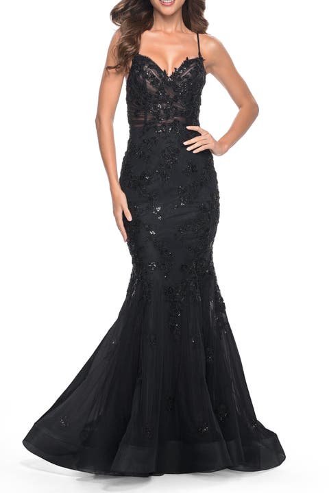 Mermaid Prom Dress with Sequin Beaded Applique