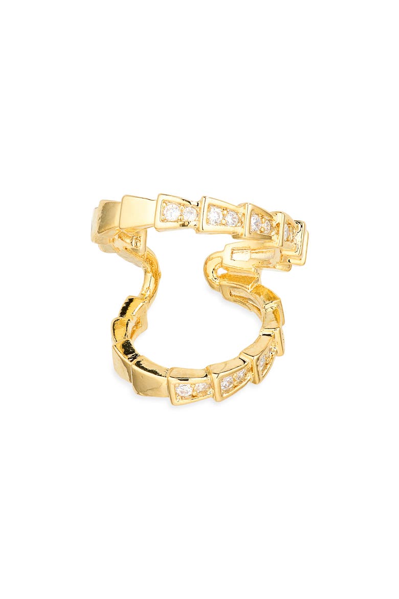 Cubic Zirconia Double Ear Cuff, Main, color, GOLD