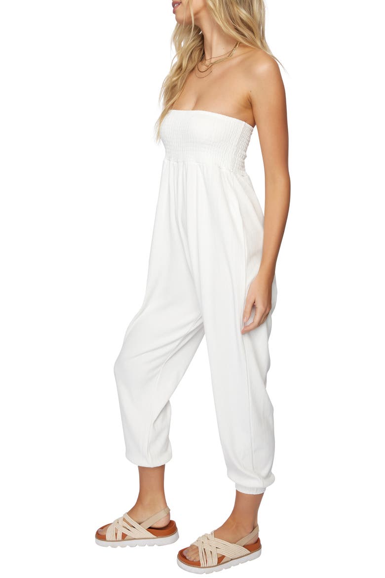 Sandy Strapless Capri Jumpsuit, Alternate, color, WHITE