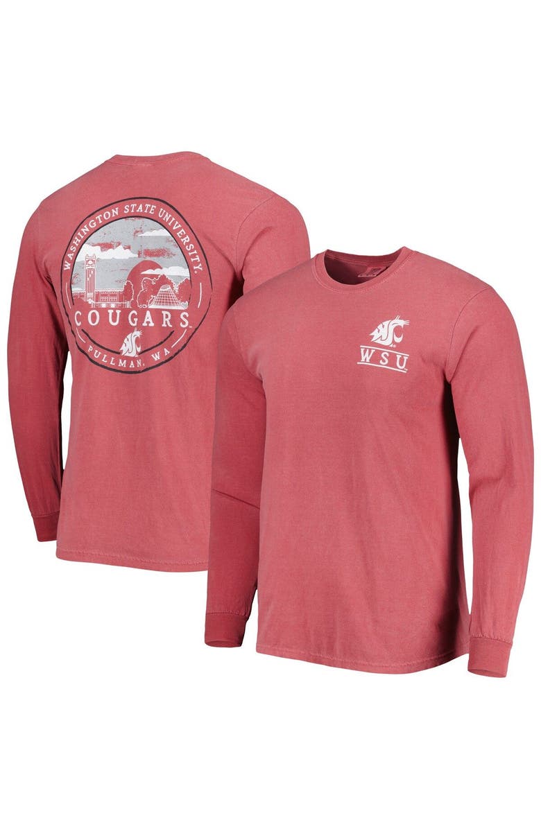 IMAGE ONE Men's Crimson Washington State Cougars Circle Campus Scene Long Sleeve T-Shirt, Alternate, color, Crimson