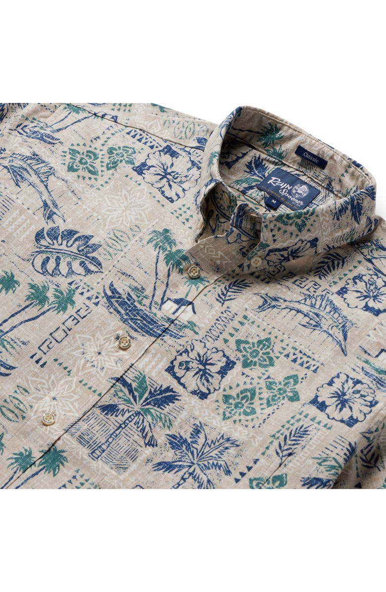 Reyn Spooner Classic Fit Tapa Print Short Sleeve Button-Down Shirt, Alternate, color,