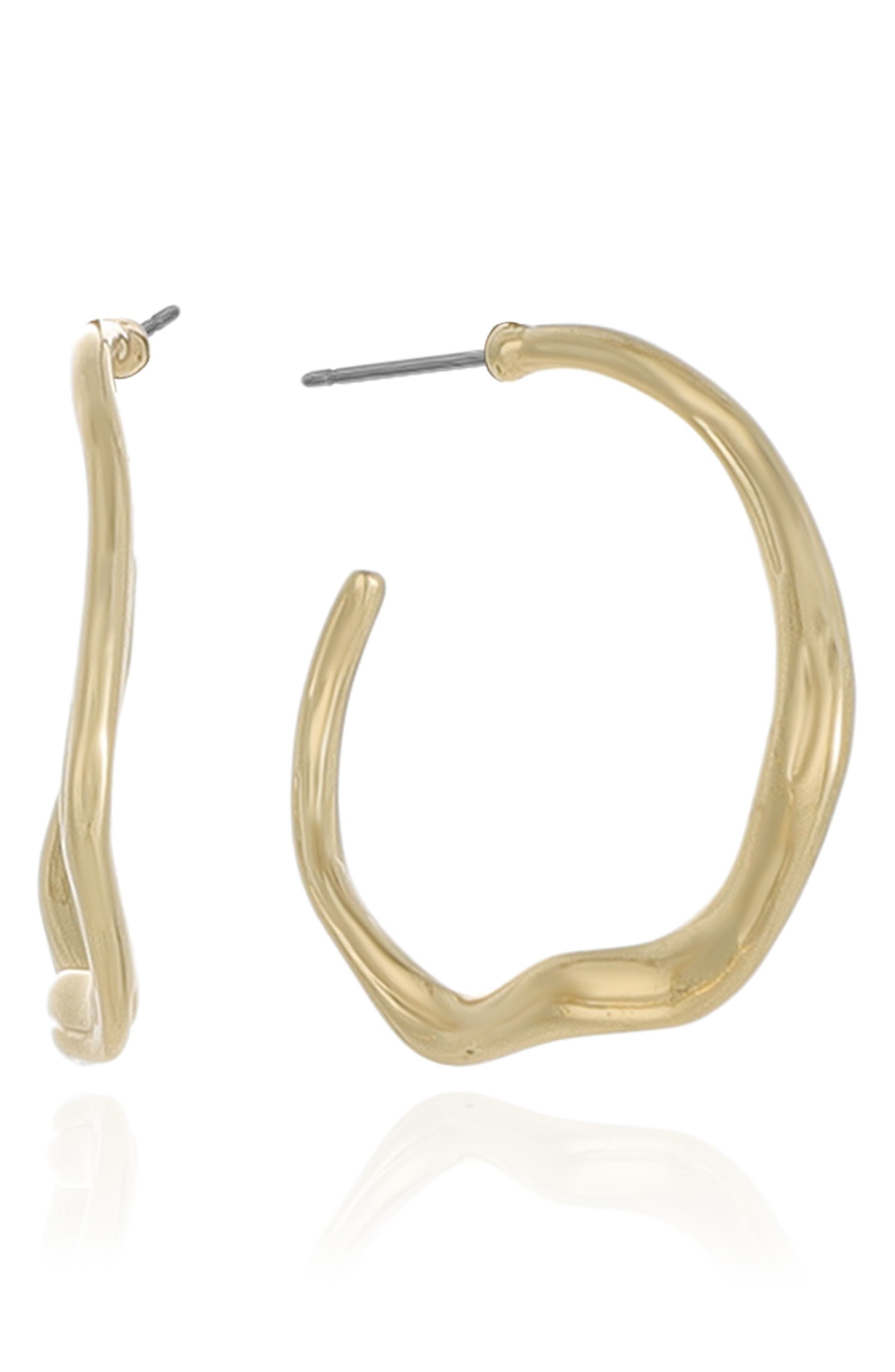 Ettika Thin Wavy Hoop Earrings