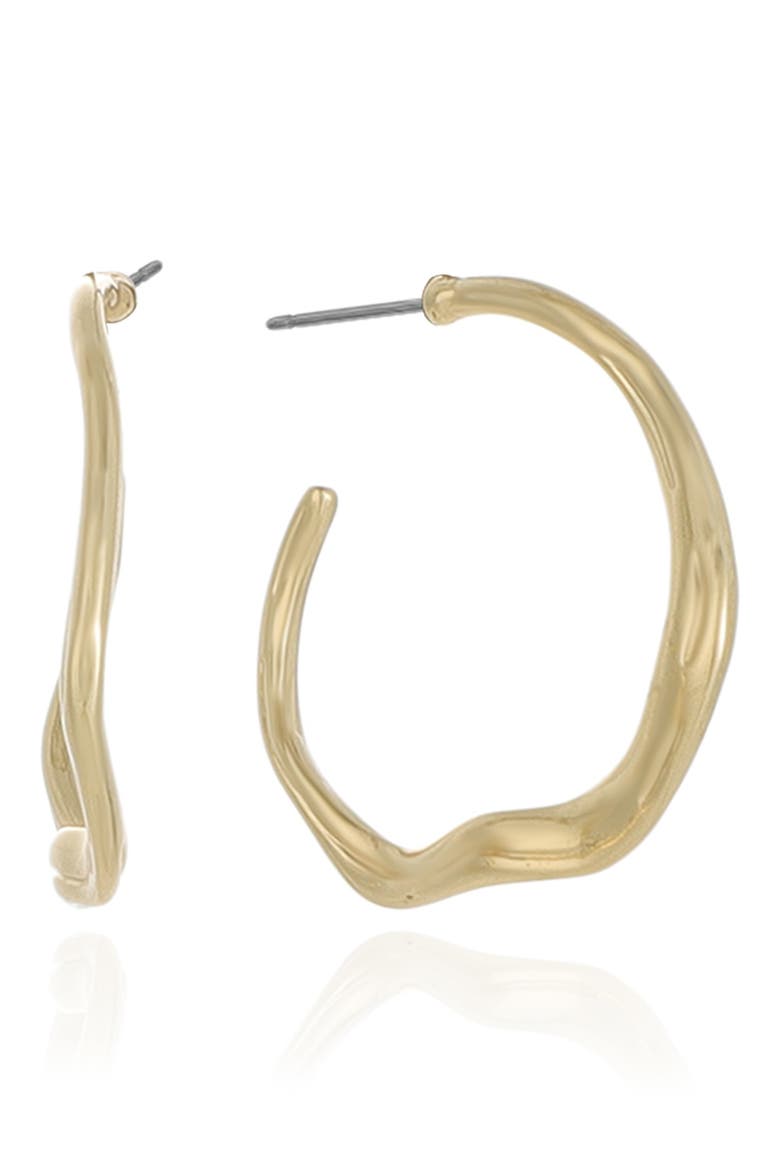 Thin Wavy Hoop Earrings, Main, color, GOLD