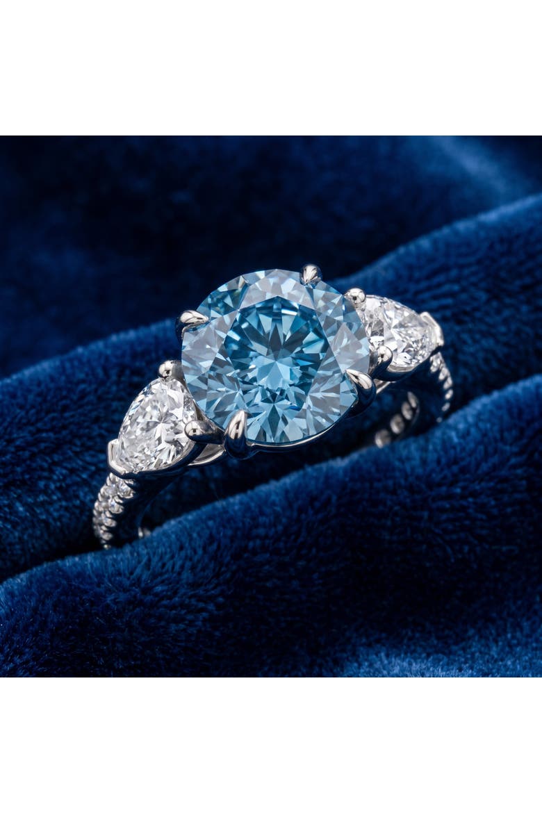 3 1/2Ct Fancy Blue Lab Grown Accent Diamond Engagement Ring 14k Gold, Alternate, color, 14k Yellow Gold