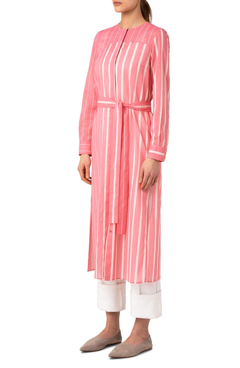 Akris Stripe Cotton Voile Long Sleeve Midi Shirtdress, Alternate, color, 