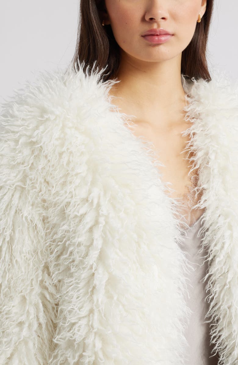 Open Edit Shaggy Faux Fur Open Front Jacket, Alternate, color, Ivory