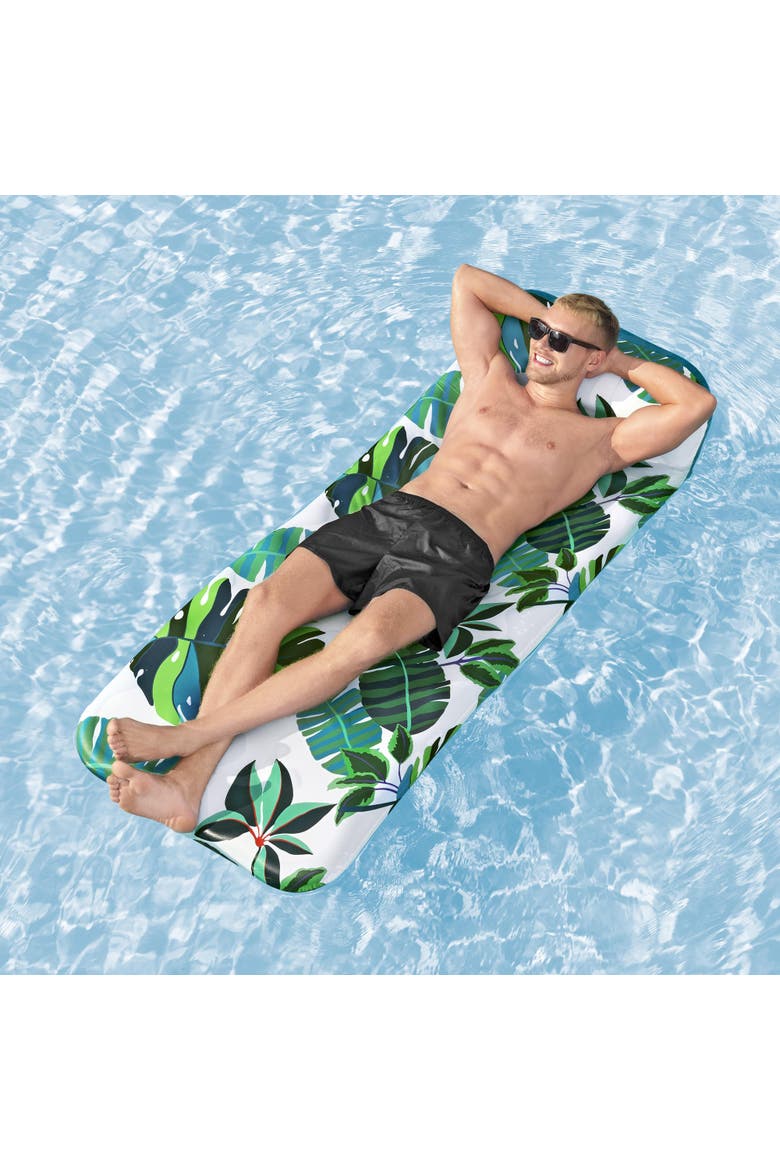 Blissful Drifter 72 Inch Inflatable Floating Mat with UPF Cover & Pillow, Alternate, color, Multicolored