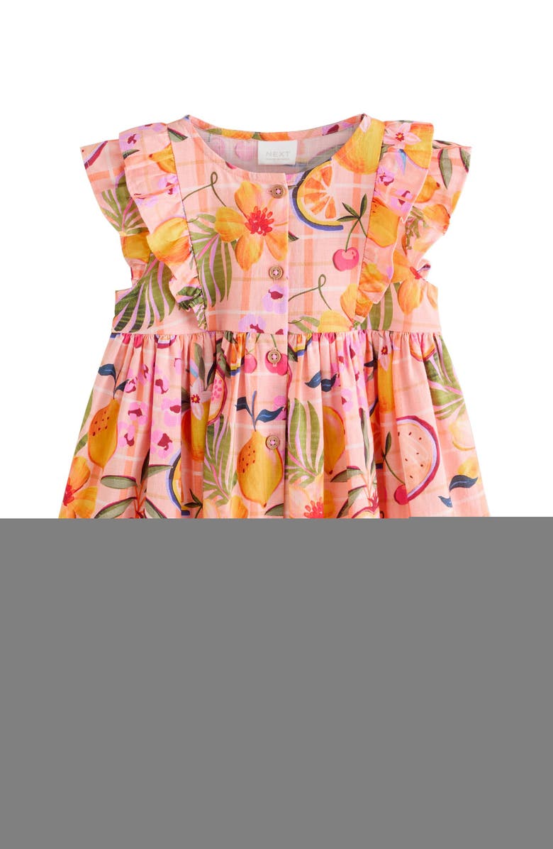 NEXT Kids' Fruit Print Cotton Frill Dress, Main, color, Orange