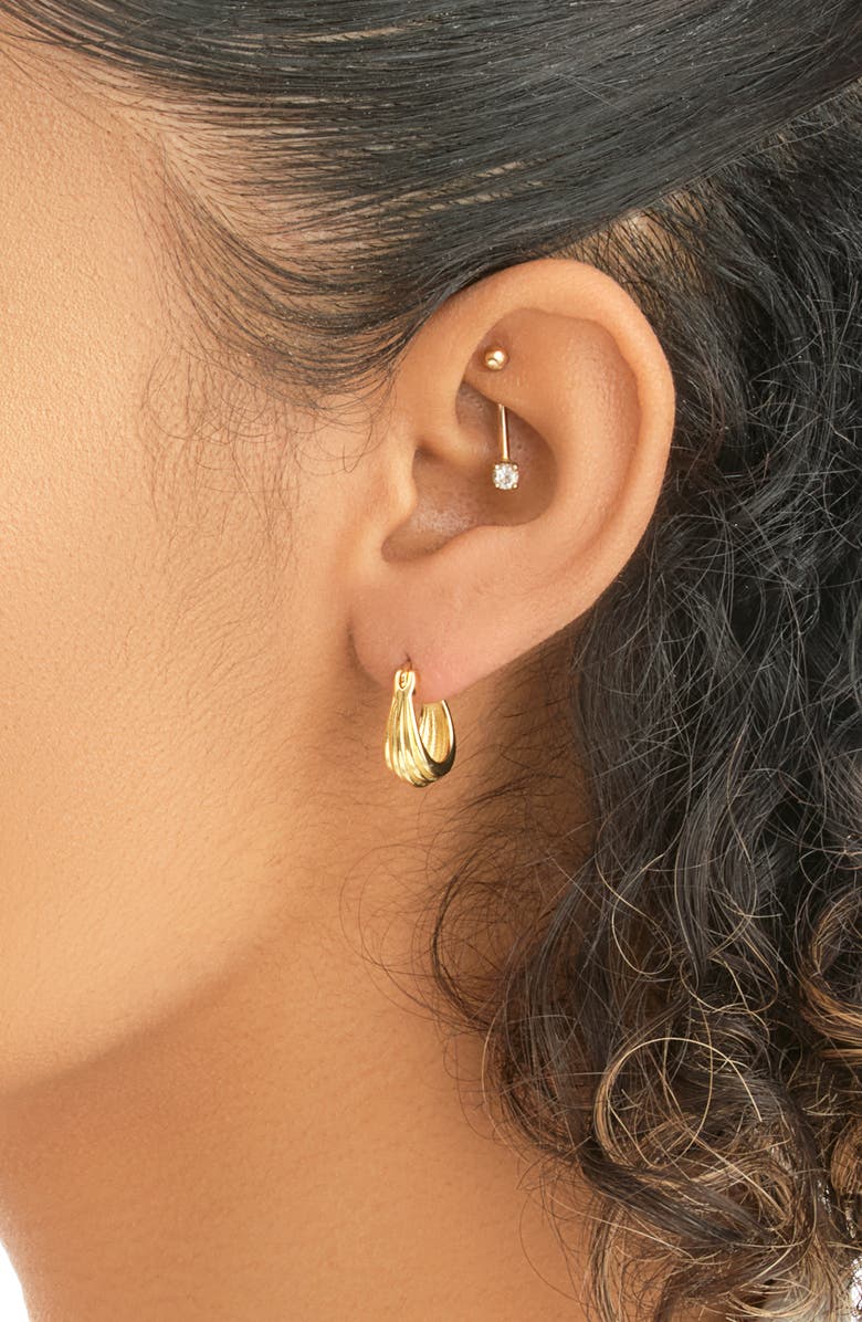 Sterling Forever Ripple Hoop Earrings, Alternate, color, Gold