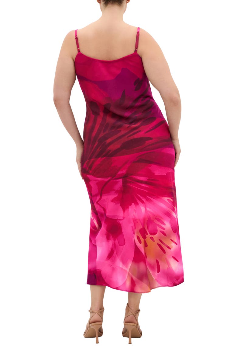 Sadie Print Cowl Neck Slipdress, Alternate, color, RASPBERRY MOMENT