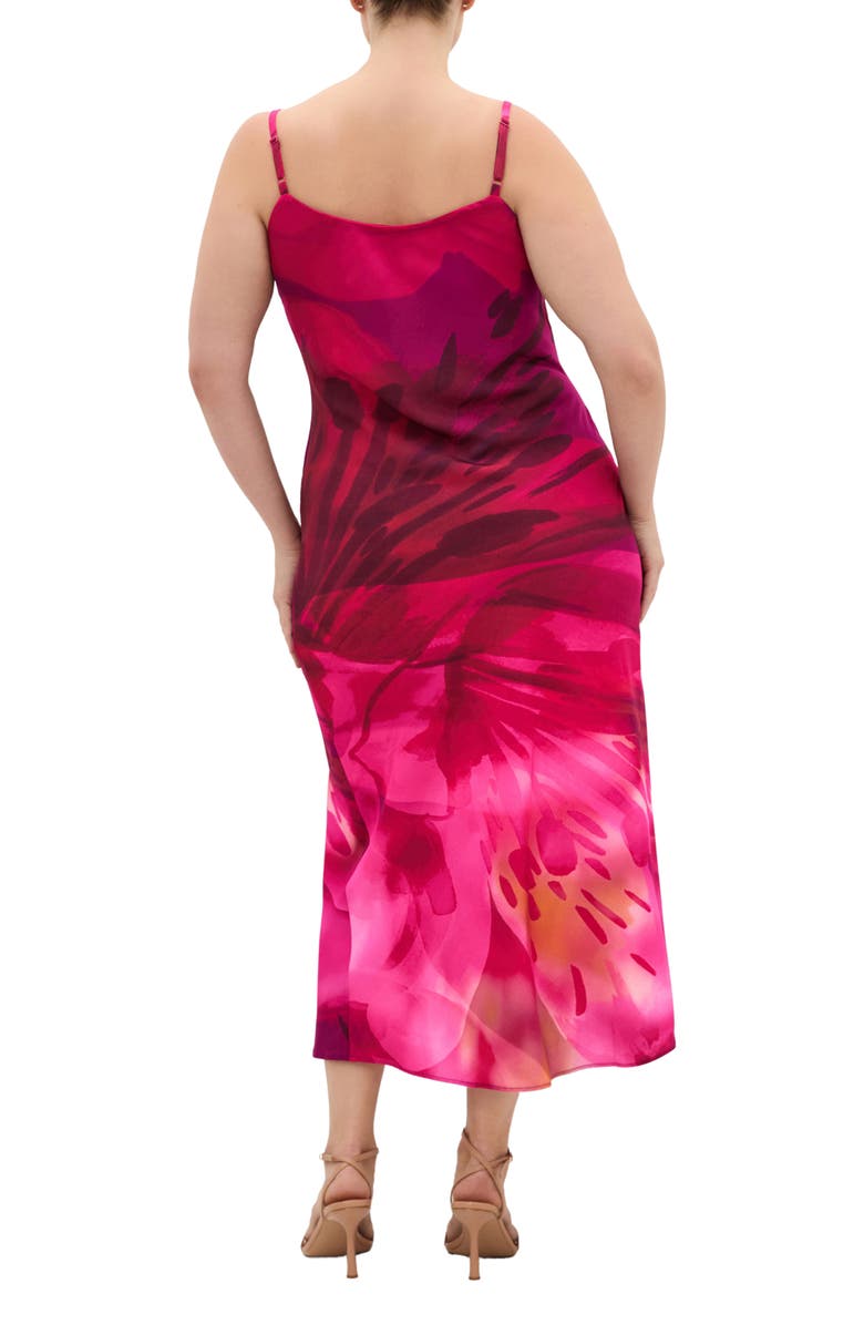 City Chic Sadie Print Cowl Neck Slipdress, Alternate, color, Raspberry Moment