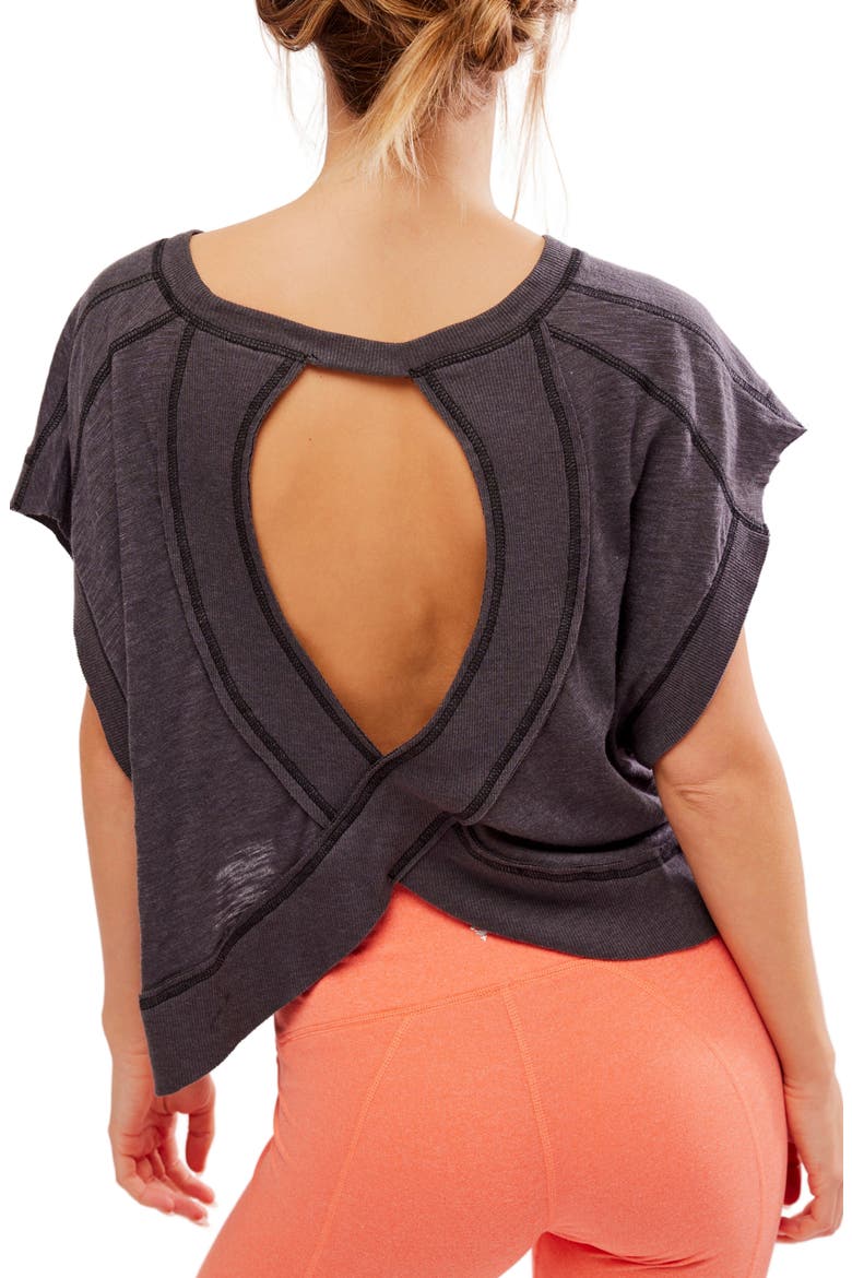 FP Movement My Tee Time Open Back T-Shirt, Alternate, color, BLACK