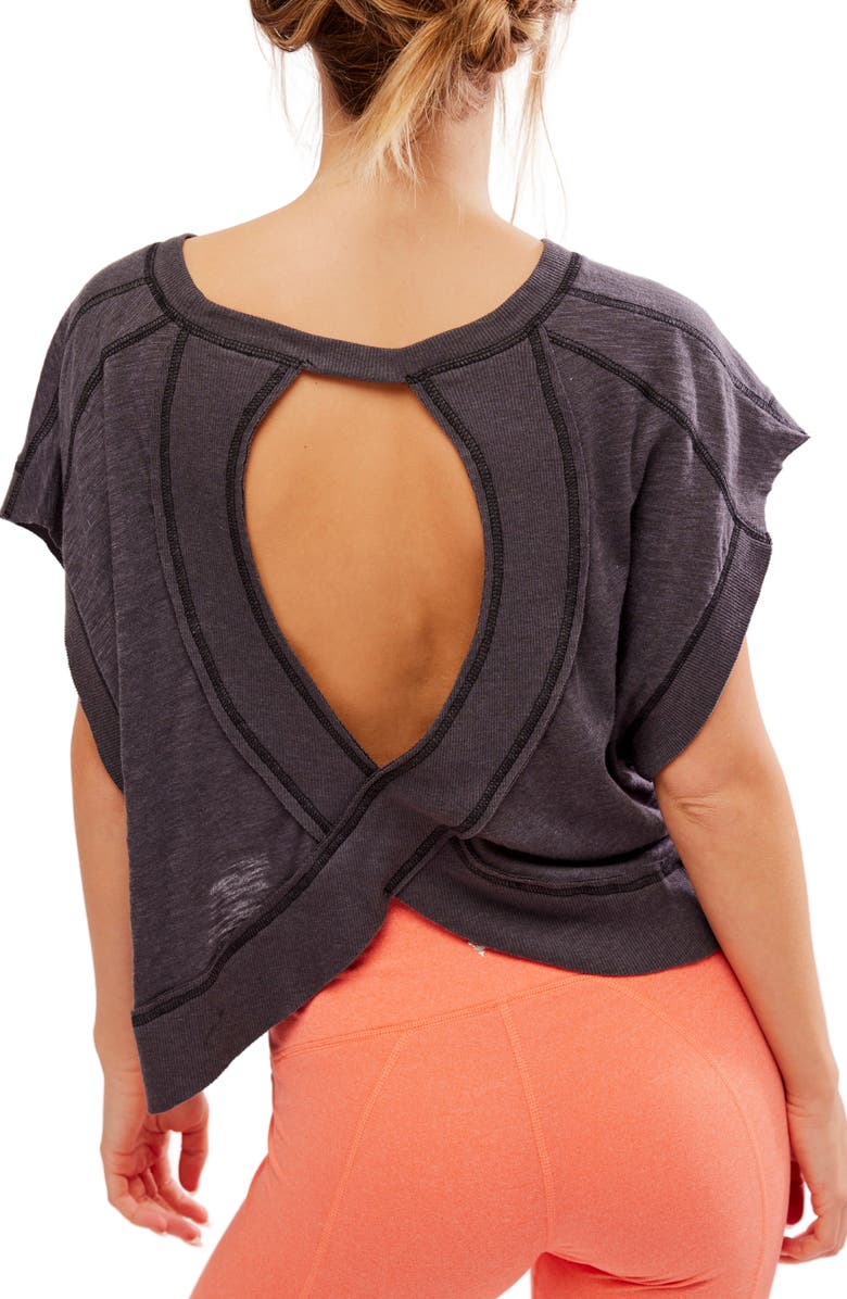 Free People FP Movement My Tee Time Open Back T-Shirt, Alternate, color, Black