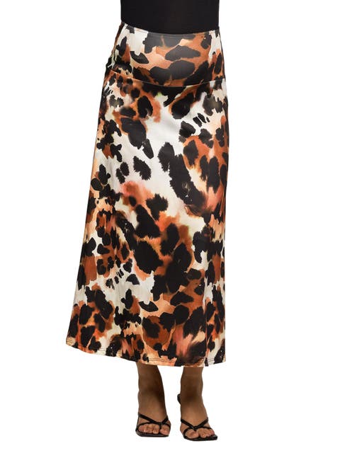 Animal Print Elastic Waist Maxi Skirt