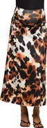 24seven Comfort Apparel Animal Print Elastic Waist Maxi Skirt