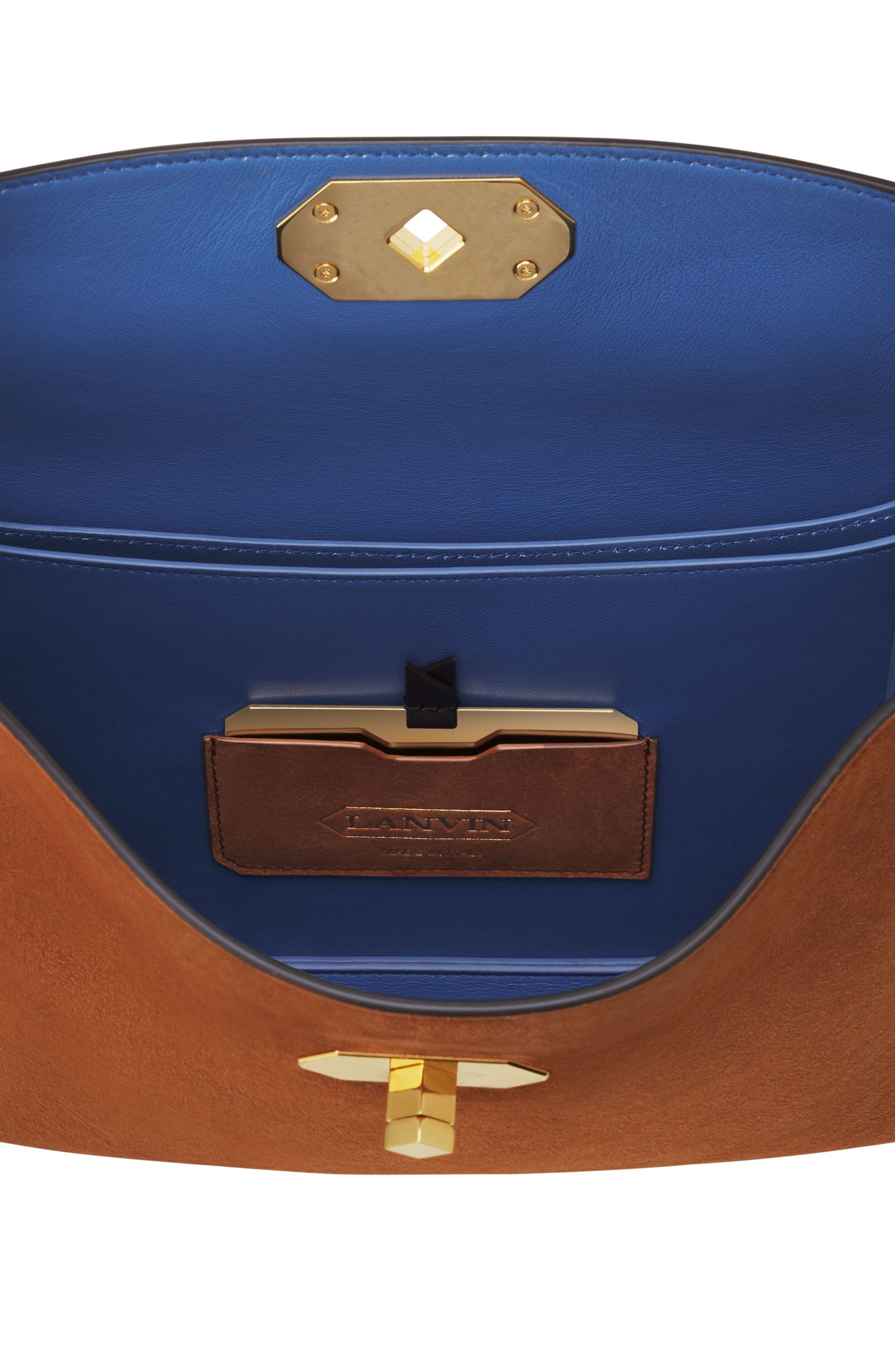 Compagnon Asymmetrical Bag In Suede, Alternate, color, Chestnuts