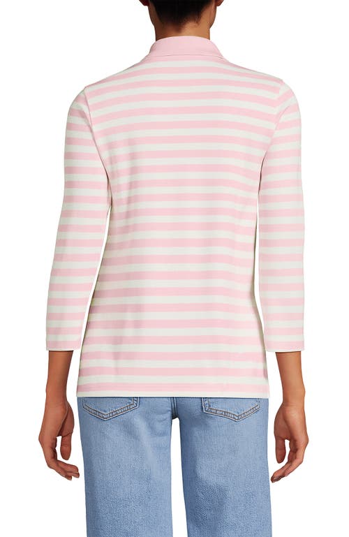 Lands' End 3/4 Sleeve Supima Cotton Polo Shirt In Pink
