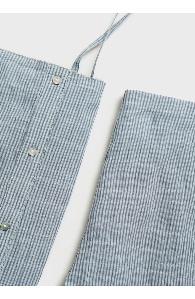 MANGO Stripe Seersucker Short Pajamas, Alternate, color, Mint Green