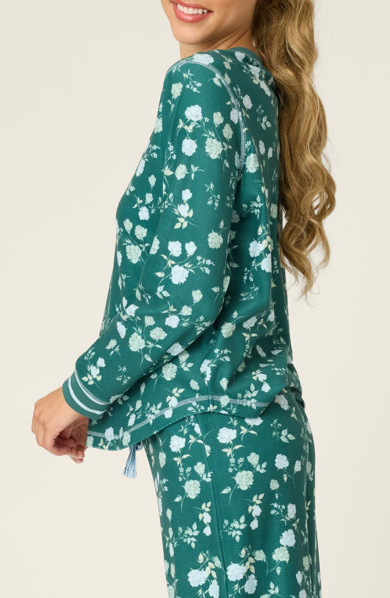 PJ Salvage Winter Land Floral Thermal Velour Pajama Top, Alternate, color, Dark Forest