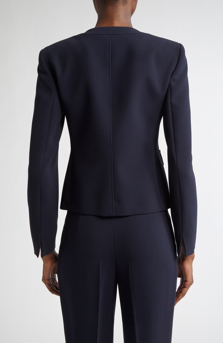Max Mara Studio Yana Knot Button Cady Crop Jacket, Alternate, color, Navy