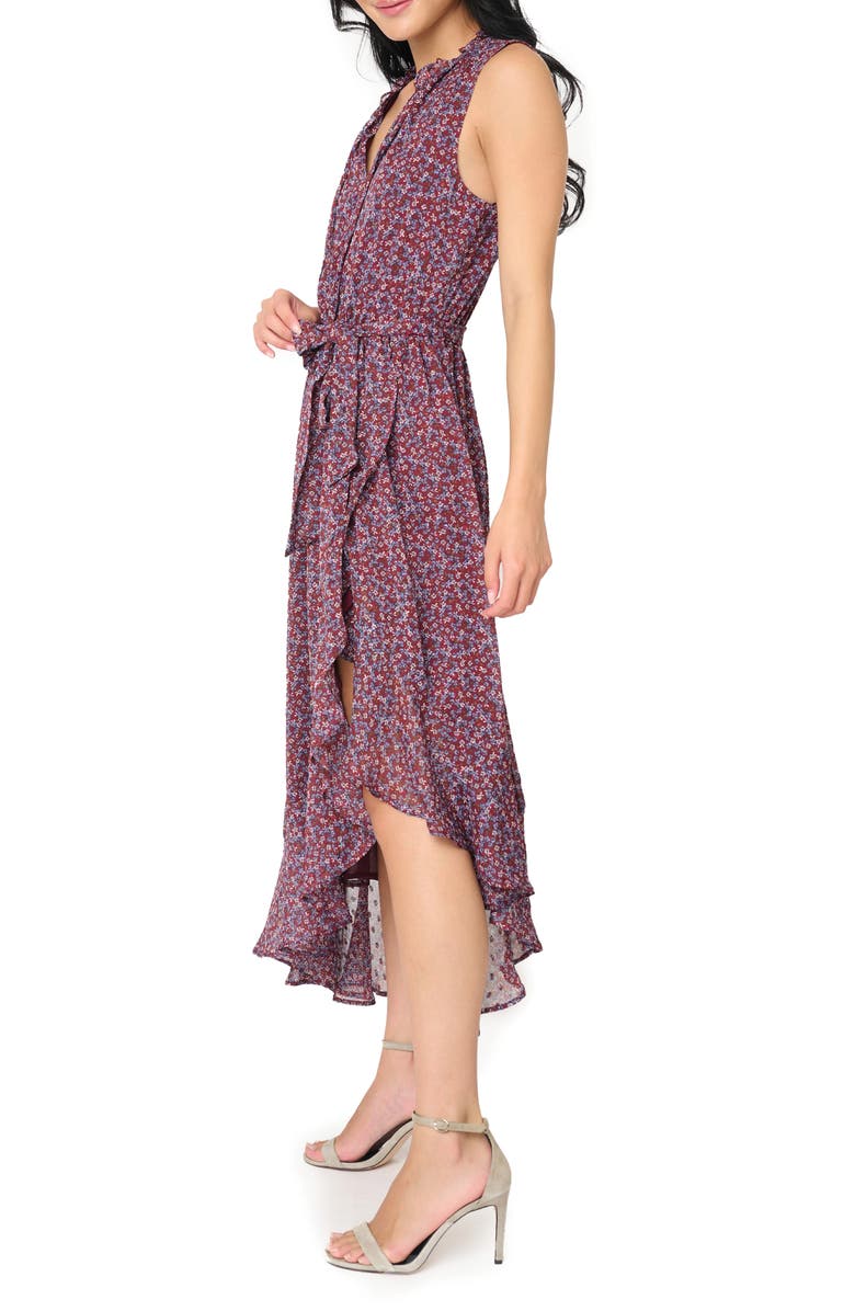 GIBSONLOOK Floral Sleeveless High-Low Dress, Alternate, color, Berry Denim Ditsy