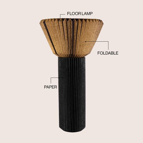 Jonathan Y Archer 37" Modern Minimalist Pleated Shade Floor Lamp In Black