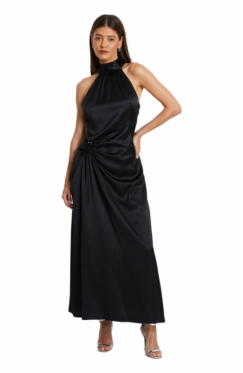 QUIZ Satin Halterneck Midi Dress, Main, color, 